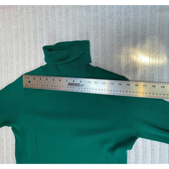 Vintage Miss Magnin at I. Magnin Womens Medium Sheath Midi Dress Turtleneck Teal - Picture 6 of 9
